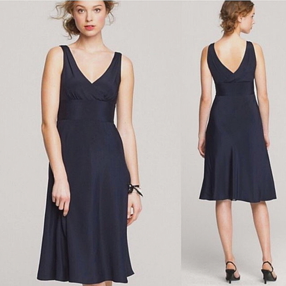 🎁 NWOT J. Crew Sophia Silk Dress. V-Neckline w/ Subtle Pleats on Front & Back